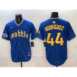 Men Seattle Mariners 44 Julio Rodr EDguez Royal With 2025 AL West Division Champions Patch City Connect Limited Stitched Baseball Jersey