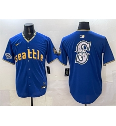 Men Seattle Mariners Team Big Logo Royal With 2025 AL West Division Champions Patch City Connect Limited Stitched Baseball Jersey Men Seattle Mariners Team Big Logo Royal With 2025 AL West Division Champions Patch City Connect Limited Stitched Baseball Jersey