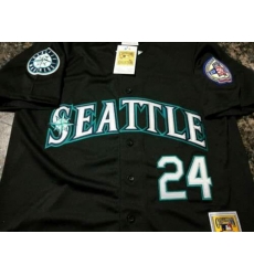 Men Seattle Mariners ken griffey Jr 24 Black MLB jersey Throwback