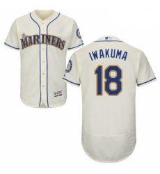 Mens Majestic Seattle Mariners 18 Hisashi Iwakuma Cream Alternate Flex Base Authentic Collection MLB Jersey