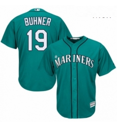 Mens Majestic Seattle Mariners 19 Jay Buhner Replica Teal Green Alternate Cool Base MLB Jersey 