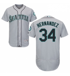 Mens Majestic Seattle Mariners 34 Felix Hernandez Grey Road Flex Base Authentic Collection MLB Jersey