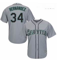 Mens Majestic Seattle Mariners 34 Felix Hernandez Replica Grey Road Cool Base MLB Jersey