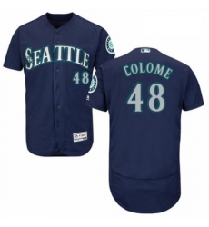 Mens Majestic Seattle Mariners 48 Alex Colome Navy Blue Alternate Flex Base Authentic Collection MLB Jersey