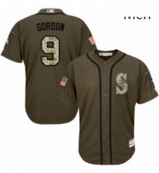 Mens Majestic Seattle Mariners 9 Dee Gordon Authentic Green Salute to Service MLB Jersey 