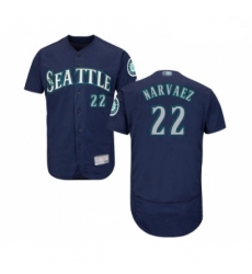 Mens Seattle Mariners 22 Omar Narvaez Navy Blue Alternate Flex Base Authentic Collection Baseball Jersey