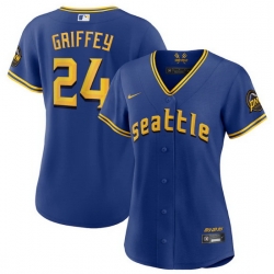 Women Seattle Mariners 24 Ken Griffey Jr  Royal 2023 City Connect Stitched Baseball Jersey