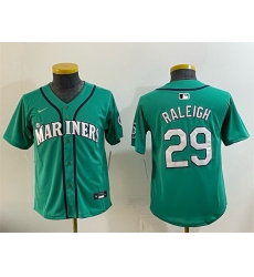Youth Seattle Mariners 29 Cal Raleigh Aqua Alternate Limited Stitched Jersey Youth Seattle Mariners 29 Cal Raleigh Aqua Alternate Limited Stitched Jersey