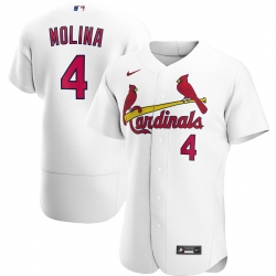 Men St  Louis St.Louis Cardinals 4 Yadier Molina Men Nike White Home 2020 Flex Base Player MLB Jersey