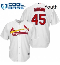 Youth Majestic St Louis Cardinals 45 Bob Gibson Authentic White Home Cool Base MLB Jersey