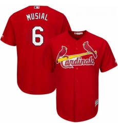 Youth Majestic St Louis Cardinals 6 Stan Musial Authentic Red Alternate Cool Base MLB Jersey