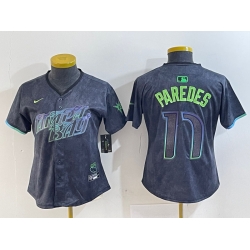 Women Tampa Bay Rays 17 Isaac Paredes Charcoal 2024 City Connect Limited Stitched Baseball Jersey 4