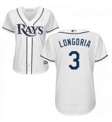 Womens Majestic Tampa Bay Rays 3 Evan Longoria Replica White Home Cool Base MLB Jersey