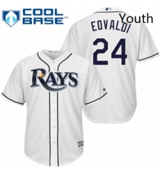 Youth Majestic Tampa Bay Rays 24 Nathan Eovaldi Authentic White Home Cool Base MLB Jersey 