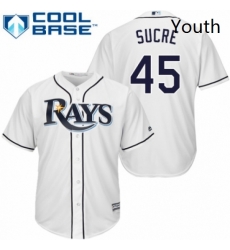 Youth Majestic Tampa Bay Rays 45 Jesus Sucre Authentic White Home Cool Base MLB Jersey 