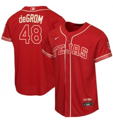 Youth Texas Rangers  48 Jacob deGrom Red 2026 City Connect Stadium Stitched Baseball Jersey
