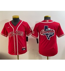 Youth Texas Rangers Team Big Logo Red 2026 City Connect Stadium Stitched Baseball Jersey