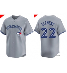 Men Toronto Blue Jays 22 Ernie Clement Gray Cool Base Stitched Baseball Jersey Men Toronto Blue Jays 22 Ernie Clement Gray Cool Base Stitched Baseball Jersey
