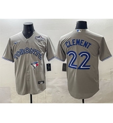 Men Toronto Blue Jays 22 Ernie Clement Grey 2025 World Series Cool Base Stitched Baseball Jersey