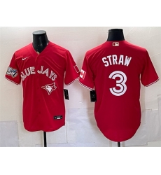 Men Toronto Blue Jays  3 Myles Straw Red 50 Seasons Patch Stitched Baseball Jersey