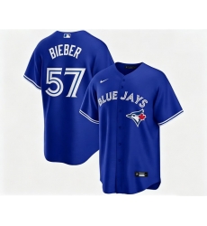 Men Toronto Blue Jays Shane Bieber 57 Blue Away Flex Base Stitched Baseball Jersey Men Toronto Blue Jays Shane Bieber 57 Blue Away Flex Base Stitched Baseball Jersey