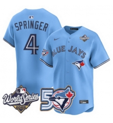 Men Women Youth Blue Jays 50th Patch 2025 World Series Powder Blue 4 Springer Stitched Jersey 