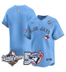 Men Women Youth Blue Jays 50th Patch 2025 World Series Powder Blue Team Blank Stitched Jersey 