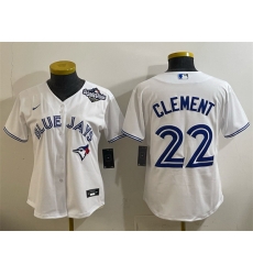 Women Toronto Blue Jays 22 Ernie Clement White 2025 World Series Home Cool Base Stitched Baseball Jersey 