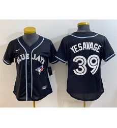 Women Toronto Blue Jays  39 Trey Yesavage 2026 Fashion Replica Black Out Stitched Baseball Jersey
