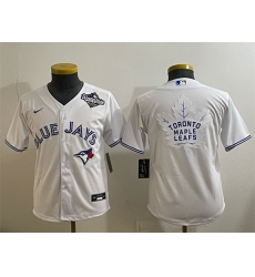 Youth Toronto Blue Jays  26 Leafs White 2025 World Series With White Leafs Logo Cool Base Stitched Baseball Jersey