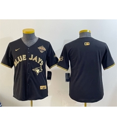 Youth Toronto Blue Jays Blank Black Gold 2025 American League Champions Limited Stitched Baseball Jersey