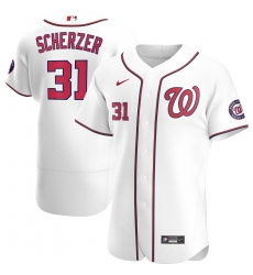 Men Washington Nationals 31 Max Scherzer Men Nike White Home 2020 Flex Base Player MLB Jersey