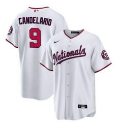 Men Washington Nationals 9 Jeimer Candelario White Cool Base Stitched Baseball Jersey