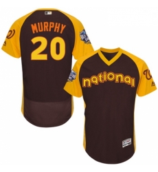 Mens Majestic Washington Nationals 20 Daniel Murphy Brown 2016 All Star National League BP Authentic Collection Flex Base MLB Jersey