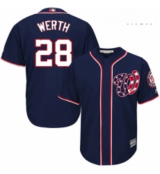 Mens Majestic Washington Nationals 28 Jayson Werth Replica Navy Blue Alternate 2 Cool Base MLB Jersey