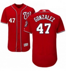 Mens Majestic Washington Nationals 47 Gio Gonzalez Red Alternate Flex Base Authentic Collection MLB Jersey 