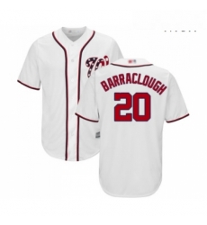 Mens Washington Nationals 20 Kyle Barraclough Replica White Home Cool Base Baseball Jersey 