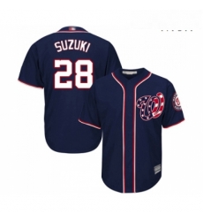 Mens Washington Nationals 28 Kurt Suzuki Replica Navy Blue Alternate 2 Cool Base Baseball Jersey 