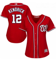 Womens Majestic Washington Nationals 12 Howie Kendrick Replica Navy Blue Alternate 2 Cool Base MLB Jersey 