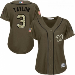 Womens Majestic Washington Nationals 3 Michael Taylor Authentic Green Salute to Service MLB Jersey