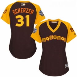 Womens Majestic Washington Nationals 31 Max Scherzer Authentic Brown 2016 All Star National League BP Cool Base MLB Jersey