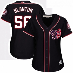 Womens Majestic Washington Nationals 56 Joe Blanton Authentic Navy Blue Alternate 2 Cool Base MLB Jersey