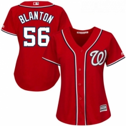 Womens Majestic Washington Nationals 56 Joe Blanton Replica Red Alternate 1 Cool Base MLB Jersey