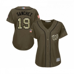 Womens Washington Nationals 19 Anibal Sanchez Authentic Green Salute to Service Baseball Jersey 