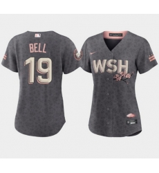 Women's Washington Nationals #19 Josh Bell 2022 Gray City Connect Cherry Blossom Stitched Jersey