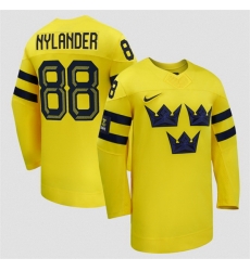 Men Sweden Hockey 88 William Nylander Yellow 2026 Away Stitched Jersey