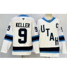 Men Utah Hockey Club 9 Clayton Keller White 2024 25 With C Patch Stitched Jersey