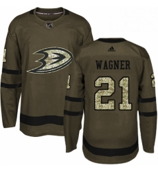 Mens Adidas Anaheim Ducks 21 Chris Wagner Premier Green Salute to Service NHL Jersey 