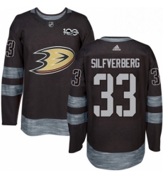 Mens Adidas Anaheim Ducks 33 Jakob Silfverberg Authentic Black 1917 2017 100th Anniversary NHL Jersey 