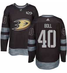 Mens Adidas Anaheim Ducks 40 Jared Boll Premier Black 1917 2017 100th Anniversary NHL Jersey 